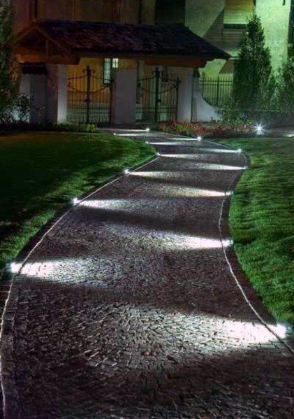 Top 40 Best Driveway Lighting Ideas - Landscaping Designs Garden Lighting Design, Blitz Design, Farmhouse Style Lighting, Driveway Lighting, Walkway Landscaping, Landscape Lighting Design, نباتات منزلية, Desain Lanskap, Outdoor Landscape Lighting