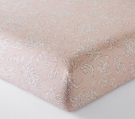 Gwen Floral Organic Crib Fitted Sheet | Pottery Barn Kids Traditional Girl, Crib Fitted Sheet, Crib Bumper, Gifts Baby, Fitted Crib Sheet, Mattress Pad, Mary Kate, Baby Furniture, Baby Registry