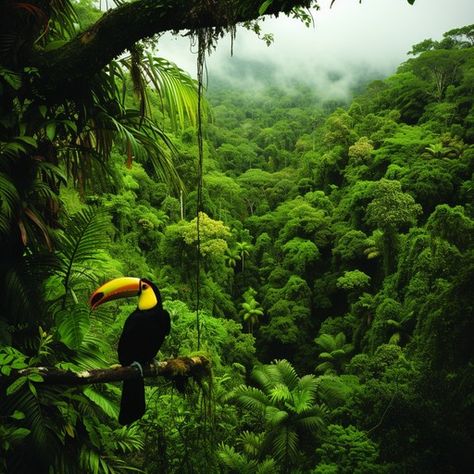 StockCake A colorful toucan rests on a branch amidst the dense greenery of a misty tropical jungle. Tropical Jungle Photography, Jungle Image, Jungle Images, Inspi Photo, Jungle Photography, Forest Floor, Tropical Forest, Free Stock Photos, Royalty Free Images