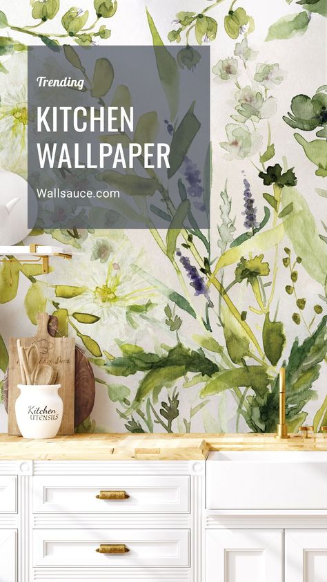 Backsplash With Wallpaper, Wallpaper For Kitchen Walls, Kitchen Wallpaper Accent Wall Ideas, Wallpaper For Kitchen The Wall Bohemian, Mural Wallpaper Kitchen, Funky Wallpaper Kitchen, Wallpaper Backgrounds Kitchen, Kitchen Backsplash Wallpaper Ideas, Modern Kitchen Wallpaper Ideas Accent Wall