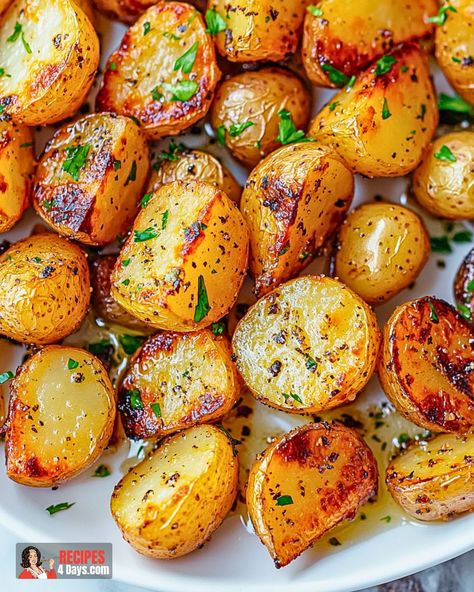 Oven Roasted Baby Potatoes Delicious Roasted Potatoes, Soft Roasted Potatoes, Roasted Petite Red Potatoes, Oven Roasted Petite Potatoes, Roasted Baby Red Potatoes Oven, Broiled Potatoes In Oven, Roast Mini Potatoes In The Oven, Oven Baked Baby Potatoes, Baby Bakers Potatoes Recipes