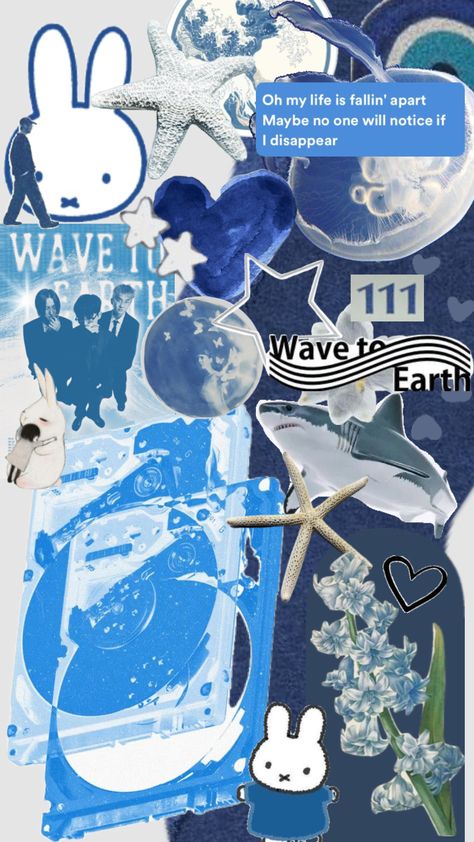 #wavetoearth #blue Pac E Mike, Reka Bentuk Grafik, Cute Home Screen Wallpaper, Cute Home Screens, Bg Design, Cute Blue Wallpaper, Black And White Cat, Wallpaper Doodle, Iphone Wallpaper Themes