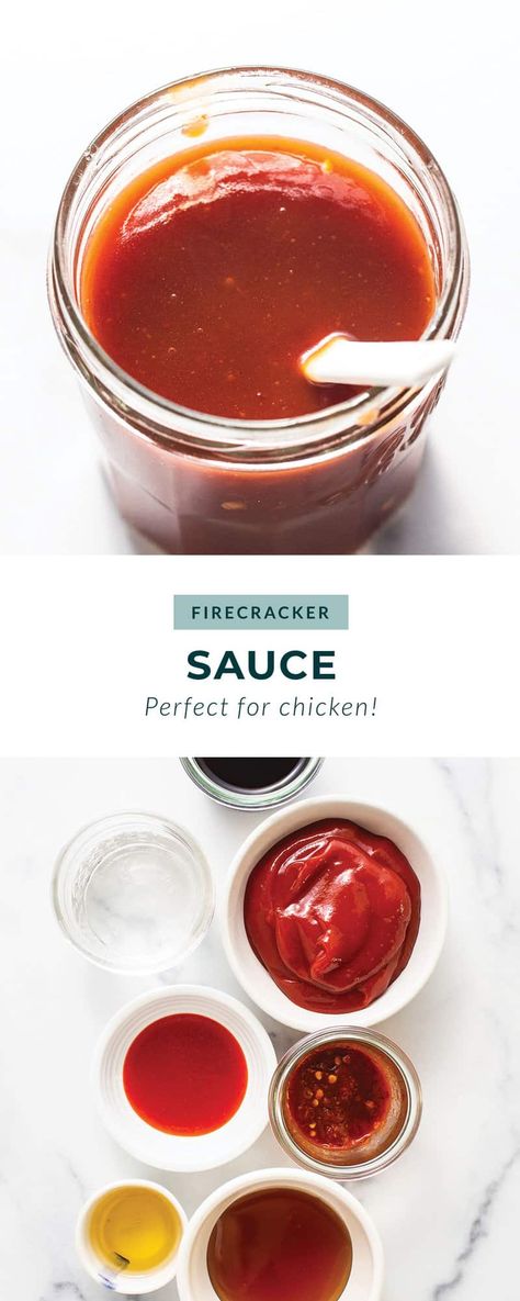 Homemade Firecracker Sauce - Fit Foodie Finds Fire Cracker Sauce, Firecracker Sauce Recipes, Firecracker Sauce, Cracker Chicken, Crispy Baked Chicken Thighs, Firecracker Chicken, Fire Cracker, Low Carb Meats, Fit Foodie Finds