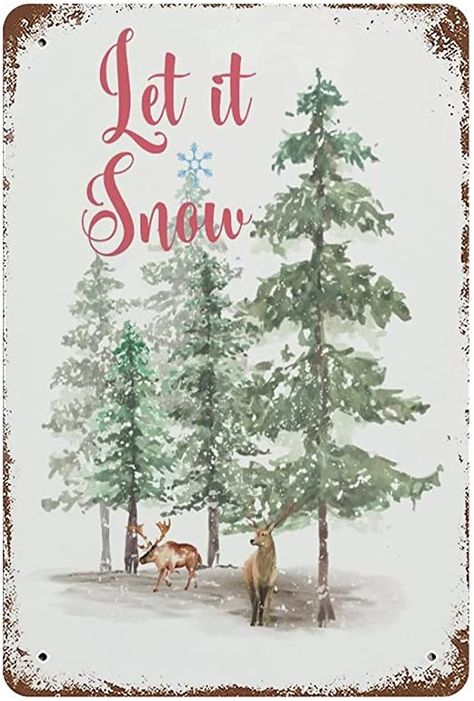 Amazon.com: VIOFLOW Vintage Metal Tin Sign Let It Snow Christmas Tree Holiday Farmhouse Christmas Valentine's Day Sign Funny Novelty Home Decor Wall Art Tin Signs 8X12 Inches : Home & Kitchen Let It Snow Decorations, Snow Christmas Tree, Vintage Christmas Sign, Snow Decorations, Ward Christmas Party, Christmas Tree With Snow, Tin Wall Art, French Christmas, Winter Wall Art