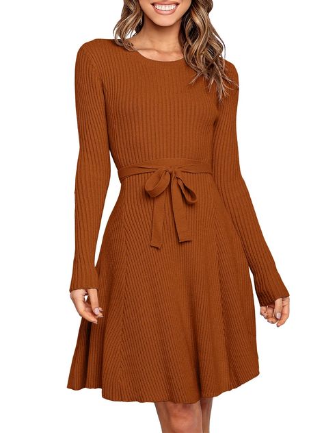 Short Fall Dresses, Winter Dresses For Work, Orange Sweater Dress, Long Sleeve Dresses Fall, Fall Sweater Dress, French Outfit, Work Dresses For Women, Dresses Casual Fall, Country Dresses