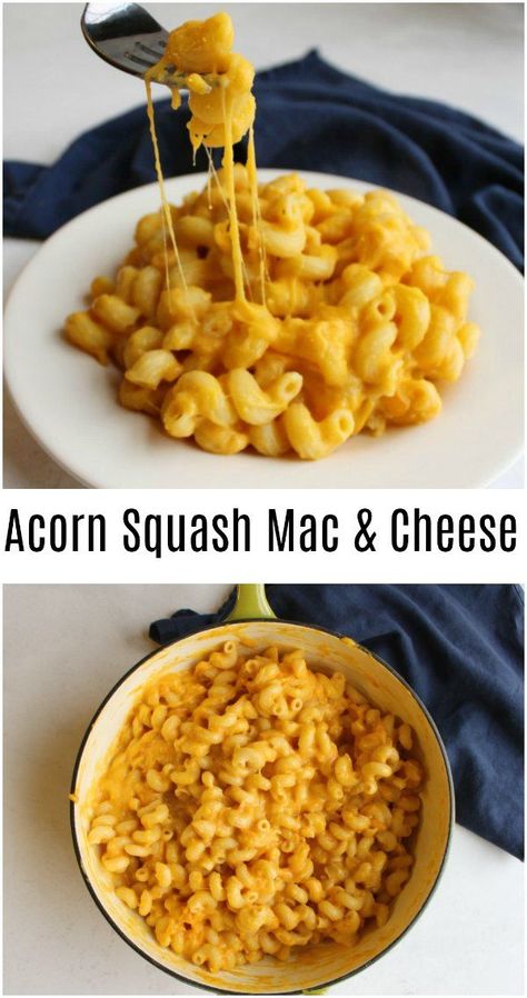 Make creamy macaroni and cheese healthier by adding acorn squash. This great hidden vegetable side dish is a perfect way to add an extra veggie to your plate without anyone knowing it! How To Use Acorn Squash, Acorn Squash Recipe Pasta, Squash Acorn Recipes, What To Do With Acorn Squash, Acorn Squash Mac And Cheese, Acorn Squash Pasta Recipes, Recipes Using Acorn Squash, Savory Acorn Squash Recipes, Acorn Squash Pasta