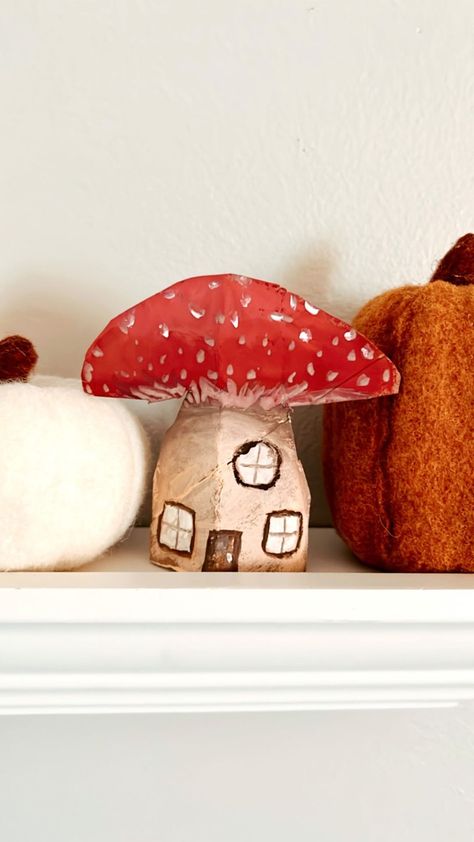 Hannah Scheele - Illustrator | Made this cute mushroom cottage out of a toilet paper tube! I cut out a mushroom shape, added some paint and was left with this cute... | Instagram Mushroom Cottage, Toilet Paper Tube, Cute Mushroom, Cute Instagram, Toilet Paper, Stuffed Mushrooms, Cut Out, Illustrator, Cottage