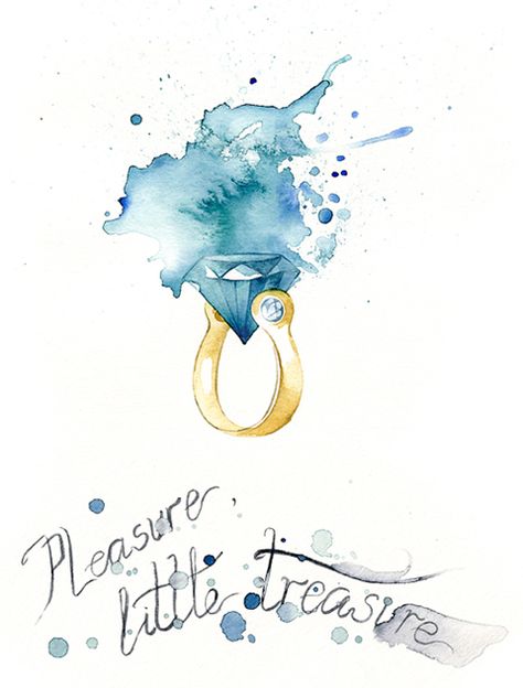 Little Treasure. Wedding Watercolor by Irina Kaygorodova, via Behance Watercolor Jewelry Painting, Jewelry Illustration Art, Jewelry Watercolor, Jewellery Sketch, Watercolor Jewelry, Jeweled Picture, Wedding Watercolor, Abstract Jewelry, Latest Simple Mehndi Designs