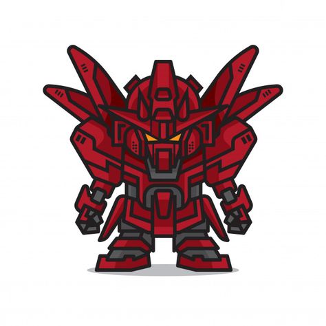 Red Mecha, Chibi Robot, Mecha Robot, Heat Press, Art Illustration, Gundam, Premium Vector, Cyberpunk, Graphic Resources