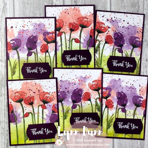 One Sheet Wonder - Thank You Cards | Lynn Dunn Cards With Flowers, Painted Poppies, Poppy Cards, One Sheet Wonder, Quick Cards, Stamping Up Cards, Card Making Techniques, Simple Cards, Paper Cards