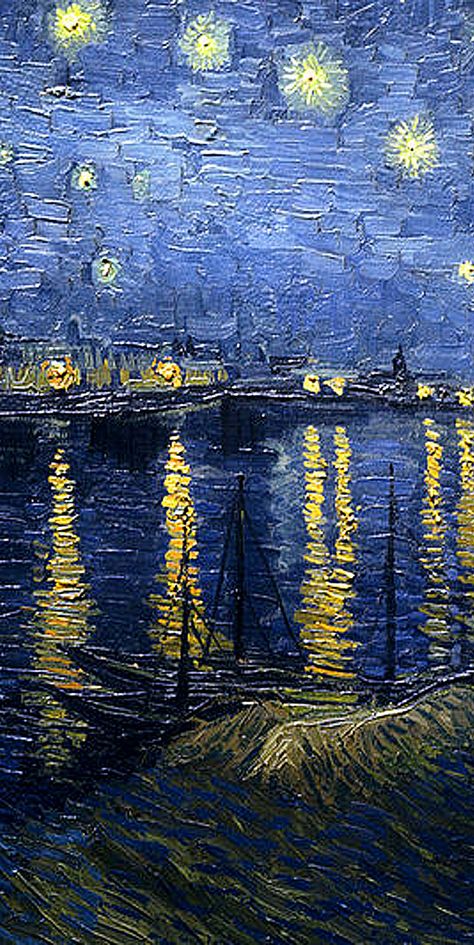 PEINTURE..! "Une nuit étoilée au-dessus du Rhône"...  Art par  Vincent Van Gogh...! Lukisan Van Gogh, Loving Vincent, Istoria Artei, Pierre Bonnard, Arte Van Gogh, Van Gogh Museum, Over The, Van Gogh Paintings, Art Van