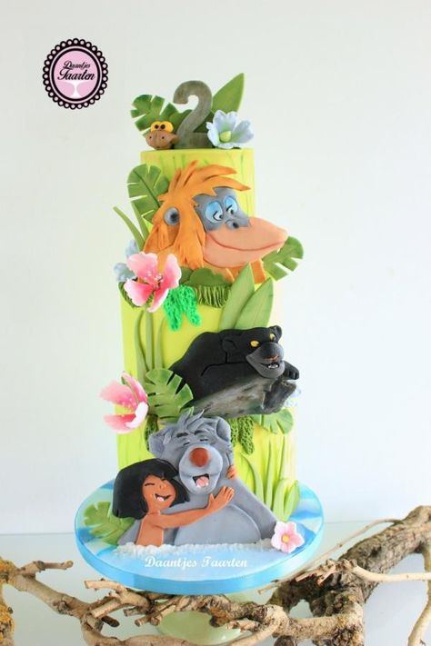 It’s a long time that i post a cake! To busy with the cakes😄 but this week i don’t have many cakes so time for posting a cake. Jungle Book Birthday Party, Jungle Book Cake, Jungle Book Birthday, Jungle Book Party, Book Birthday Parties, Disney Wedding Cake, Book Cakes, Book Birthday, Jungle Cake