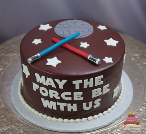 (732) Star Wars Groom's Cake Star Wars Grooms Cake, Star Wars Themed Food, Star Wars Wedding Cake, Cakes Without Fondant, Teacher Cakes, Star Wars Cake, Star Wars Wedding, Star Wars Birthday, Grooms Cake