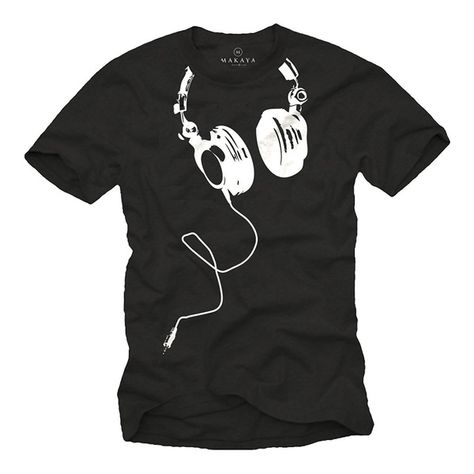 Dj Setup, Tshirt Printing Design, Tee Shirt Fashion, T Shirt Painting, Music Tees, Black Headphones, Vetements T Shirt, Men's Graphic T Shirt, Recording Studio