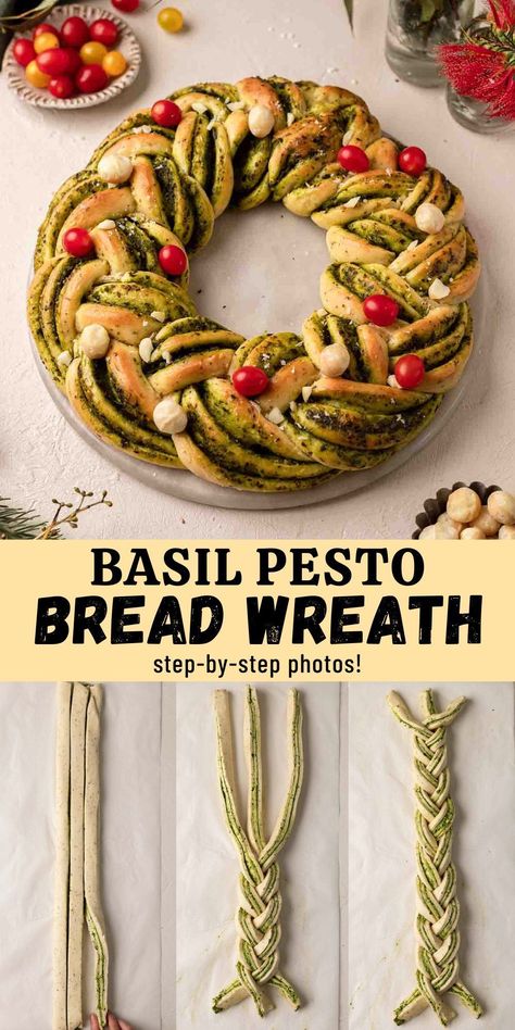 Christmas Bread Savory, Wreath Bread Christmas, Savory Bread Wreath, Foccacia Christmas, Christmas Tree Foccacia Bread Art, Vegan Christmas Party Food Ideas, Vegan Festive Recipes, Foccacia Bread Christmas Art, Vegan Christmas Bread