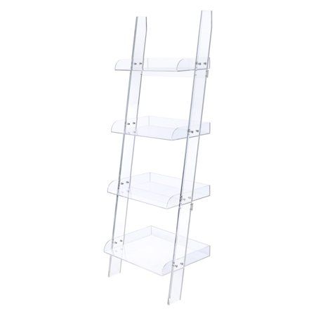 Amaturo 4-Shelf Bookcase Clear - Walmart.com - Walmart.com Acrylic Bookcase, Acrylic Bookshelf, Leaning Bookcase, Style Bookcase, 4 Shelf Bookcase, Ladder Bookshelf, Palm Springs Style, Banana Leaf Wallpaper, White Bookcase