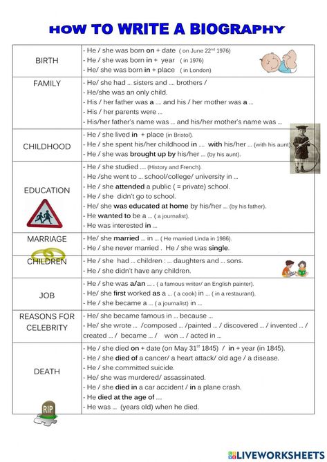 Biography Sentence Starters, How To Write A Biography About Someone Else, Writing Biography Tips, How To Write A Biography Templates, Writing A Biography About Yourself, How To Write A Report, How To Write A Bio, How To Write A Biography About Yourself, How To Write A Biography