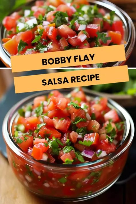 Bobby Flay Dinner Recipes, Salsa Dishes, Fresh Salsa Recipe Homemade, Chunky Salsa Recipe, Dip Chips, Best Salsa Recipe, Veggie Fajitas, Mexican Salsa Recipes, Bobby Flay Recipes