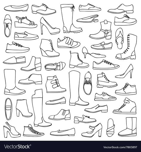 Shoe Doodles, Shoes Doodle, Doodle Bullet Journal, Doodle Shoes, 2024 Journal, Shoes Vector, Math Journal, Paper Crafting, Bullet Journal