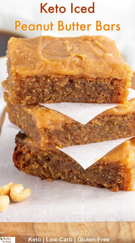 Keto Iced Peanut Butter Bars Keto Reeses Bars, Peanut Butter Low Carb Dessert, Quick Keto Sweet Treats, Keto Peanut Butter Bars No Bake, Keto Peanut Butter Snacks, Keto Recipes With Peanut Butter, Low Carb Peanut Butter Bars, Keto Sweets Recipes, Keto Salted Caramel Butter Bars