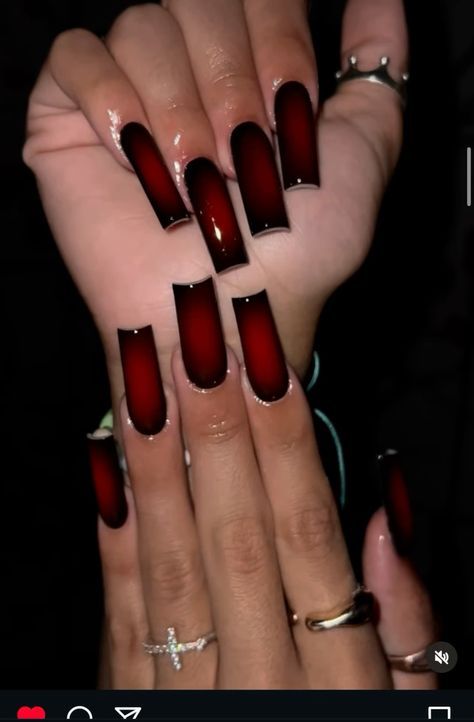 Red And Black Nails, Halloween Nail Ideas, Red Acrylic Nails, Grunge Nails, Girly Acrylic Nails, Short Square Acrylic Nails, Long Square Acrylic Nails, Bling Acrylic Nails, Nagel Inspo