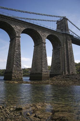 Menai Bridge, Anglesey, Wales Highway Bridge, Bridges Architecture, Anglesey Wales, Old Bridges, Famous Bridges, Bridge Over Troubled Water, High Bridge, Bridge Photography, Bridge Design