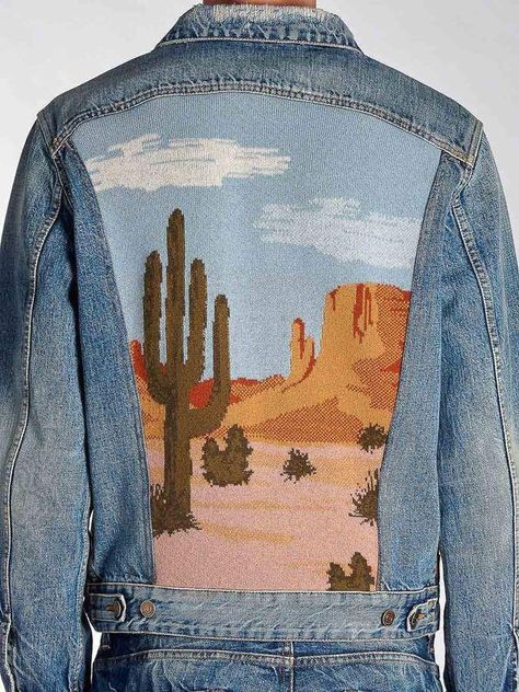 Denim Jacket Diy Paint, Customised Denim Jacket, Jacket Art, Diy Denim Jacket, Painted Clothes Diy, Custom Denim Jacket, Denim Art, Denim Jacket Outfit, Painted Denim Jacket