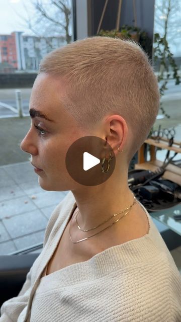 NiallColganHairdressing on Instagram: "@sinead_dee by @colgan_niall @maura_niallcolganhair scissors over comb pixie 🧚" Shaved Pixie Cut Edgy, Female Buzzcut, Extremely Short Hair, Short Buzzed Hair, Pixie Buzz Cut, Boyish Haircut, Superkurzer Pixie, Shaved Pixie Cut, Shaved Blonde