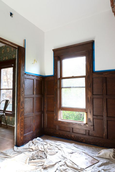 Finishing the Bathroom Millwork — The Grit and Polish Craftsman Wainscoting Bathroom, Oak Beadboard Wainscoting, Wood Trim In Bathroom, Wood Wainscoting Bathroom, Historic Home Bathroom, Wood Trim Bathroom, Bathroom Millwork, Historic Home Remodel, The Grit And Polish