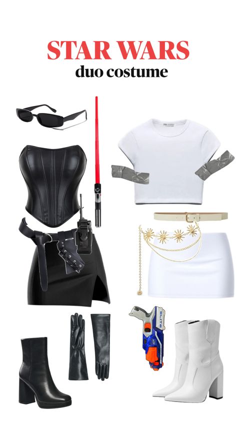 star wars duo costume aesthetic halloween outfit for duos easy cute college party princess leia darth vader padme anakin for girls Darth Vader Padme, Vader Padme, Costume Aesthetic Halloween, Darth Vader Girl, Anakin Costume, Darth Vader Halloween Costume, Padme Anakin, Star Wars Inspired Outfits, Padme Costume