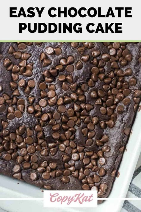 Gooey Chocolate Pudding Cake, Lava Cake Recipe With Box Cake, Chocolate Pudding Cake Mix Recipe, Hot Fudge Cake From Box Cake, Triple Chocolate Cake Mix Recipes, Triple Chocolate Fudge Cake Mix Recipes, Pudding In Cake Mix Boxes, Chocolate Chip Pudding Cake, Chocolate Poke Cake With Pudding