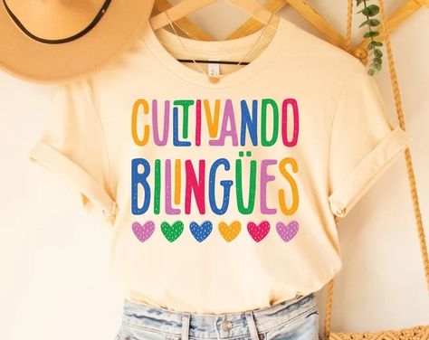 NewTrendShirts - Etsy Bilingual Shirts, Spanish Teacher Shirts, 2025 Outfits, Office Shirts, Teacher Accessories, Designed Shirts, Spanish Shirts, Mexican Shirts, Blank T Shirt