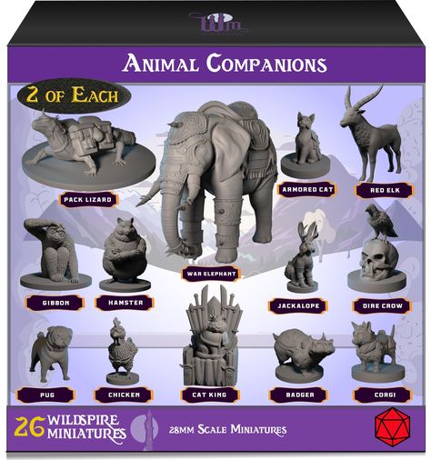 PRICES MAY VARY. 👩🏽‍🎨 Entertaining Paintable Minis for DnD - 13 unique (x2) animal companion and familiar miniatures for DND - unprimed, 28mm miniatures in hard plastic for all tabletop fantasy RPG games 🍄Fantasy Miniatures for D&D that Live-up to the Creativity of Your Games - versatile animal figurines for D&D. Fun and unique animal figures for TTRPG. Great gift for miniature painting. 🏰Quality: If any minis arrive deformed/broken, we gladly replace them! Shipping these kinds of small rpg D&d Items, Dnd Figures, Dnd Minis, Story Building, Dungeons And Dragons Miniatures, D&d Miniatures, 28mm Miniatures, Digital Campaign, Dnd Miniatures