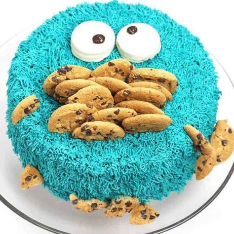 Cookie Monster Cake - It's Raining Flour Tårta Design, Cookie Monster Cake, 7th Birthday Cakes, Monster Cake, Cake Cookie, Creative Birthday Cakes, Moist Chocolate Cake, Cool Birthday Cakes, Perfect Cake