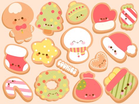 Kawaii Clipart, Kawaii Christmas, Stickers Kawaii, Tanah Liat, Kawaii Chibi, Kawaii Food, Christmas Drawing, Kawaii Stickers, Printable Christmas