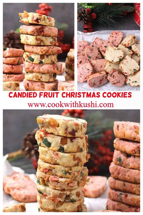 Karachi Biscuits Recipe, Fruitcake Cookies Recipe Candied Fruit, Candied Fruit Cookies, Karachi Biscuits, Ginger Nut Biscuits, Nut Butter Cookies, Candied Fruits, Nut Rolls, Butterscotch Cookies