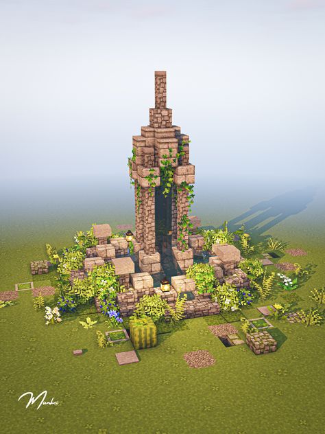 Minecraft Fountain Ideas Medieval, Minecraft Statue Fountain, Cottagecore Fountain Minecraft, Minecraft Fountain Aesthetic, Aesthetic Minecraft Fountain, Mini Fountain Minecraft, Minecraft Water Garden, Water Fountain Minecraft Ideas, Fountain Design Minecraft