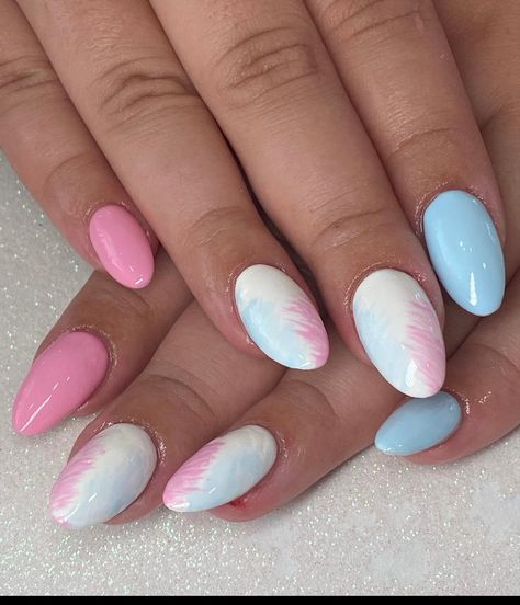 Light Blue Easter Nails, Light Blue And Light Pink Nails, Pastel Pink And Blue Nails, Light Blue And Pink Nails, Light Pink Nails, Easter Nails, Yellow Nails, Nails Inspo, Baby Photoshoot