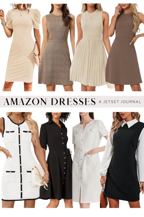 These neutral dresses from Amazon are so chic and are perfect for the office! Plus they’re affordable (most are under $50!) which means you can update your office wardrobe without breaking the bank. Click the pin to shop this office chic look today! Work Dress Women Office, Office Chic Style, Office Outfit Inspiration, Dresses From Amazon, Amazon Office, Neutral Capsule Wardrobe, Neutral Dresses, Office Wardrobe, Capsule Wardrobe Work