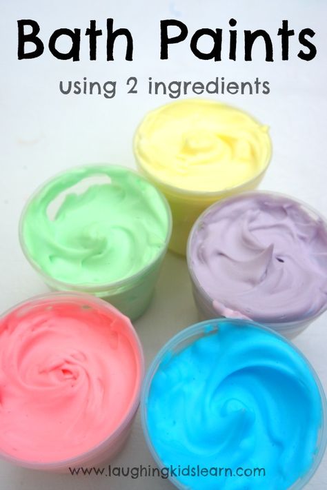 Great bath paints using 2 ingredients. So simple to make and prepare. Kids will love painting, creating and learning and is suitable for all ages. Fun. Bath Paint, Bath Time Fun, Toddler Fun, Shaving Cream, 2 Ingredients, Craft Activities For Kids, Infant Activities, Toddler Crafts, Food Coloring