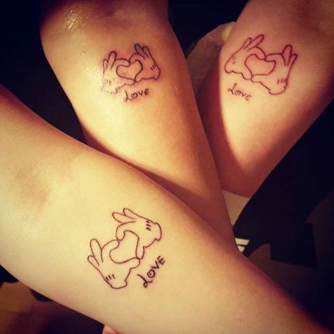 24 AMAZING Mother Daughter Tattoos You Never Knew You Needed Matching Disney Tattoos, Daughters Tattoo, Sister Tats, Mommy Daughter Tattoos, Tattoo Planning, Mom Daughter Tattoos, Mickey Hands, Hidden Tattoos, Wild Tattoo