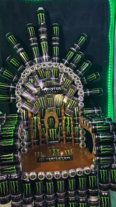 Monster Energy Throne | Monster crafts, Monster energy, Monster cans diy Monster Cans Diy, Energy Monster, Monster Room, Pop Tab Crafts, Monster Decorations, Monster Wall, Monster Energy Girls, Monster Craft, Monster Crafts