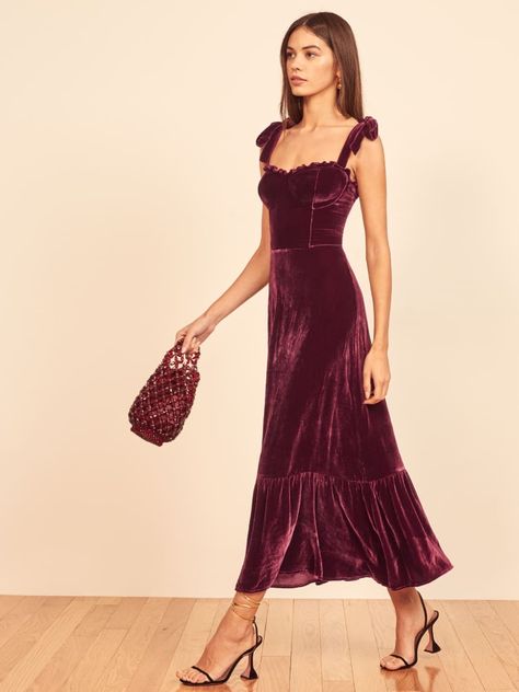 Fall Romance, Velvet Holiday Dress, Antoinette Dress, Plum Dress, Velvet Midi Dress, Fall Clothing, Project Runway, Silky Dress, Inspired Fashion