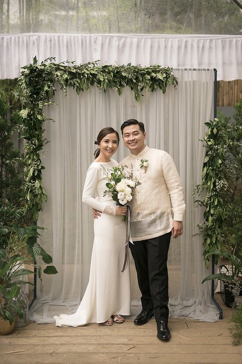 Barong Wedding, Garden Wedding Philippines, Filipiniana Wedding Theme, Backyard Garden Wedding, Filipiniana Wedding, Filipino Wedding, Gypsophila Wedding, Philippine Wedding, Wedding Philippines