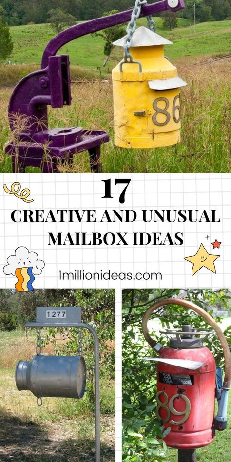 Painted Mailbox Ideas Diy Farmhouse, Unique Mailbox Post Ideas Diy, Hanging Mailbox Ideas, Unique Mailbox Ideas Diy, Old Mailboxes Repurposed, Diy Mailbox Ideas Creative, Mail Boxes Ideas, Cool Mailbox Ideas, Diy Mailbox Ideas Outdoor