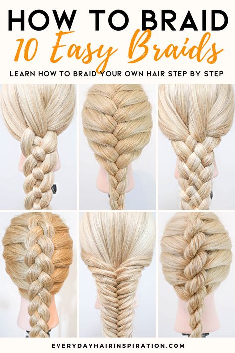 Hair for beginners step by step Single French Braid, French Braid Step By Step, Braid For Beginners, Braid Step By Step, Infinity Braids, Hair Step By Step, Braids Step By Step, Fishtail French Braid, Rope Braids