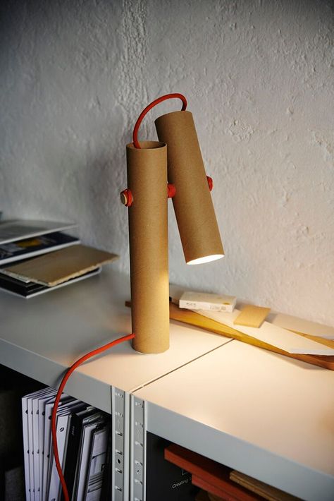 tube lamp - hettler.tüllmann Diy Luminaire, Design Studio Workspace, Paper Floor Lamp, Tube Lamp, Furniture Details Design, Dyi Projects, Wall Clock Design, Low Tech, Jar Lights