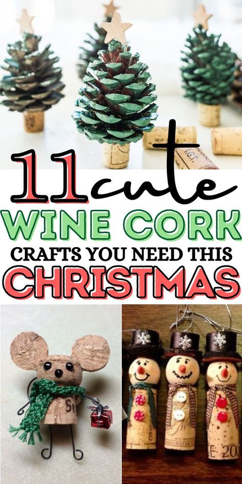 Christmas Decorations Using Wine Corks, What To Do With Corks From Wine Bottles, Christmas Tree Made Out Of Wine Corks, Snowman Wine Cork Ornaments, Things To Make With Wine Corks Diy, Christmas Crafts Corks, Cork Gifts Ideas, Cork Crafts Diy Creative Things, What To Do With Corks Diy Projects