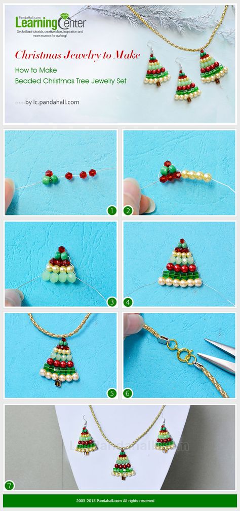 Christmas Jewelry to Make – How to Make Beaded Christmas Tree Jewelry Set Christmas Jewerly, Christmas Tree Jewelry, Beaded Christmas Tree, Christmas Beading, Bracelets Christmas, Christmas Jewelry Diy, Jewelry To Make, Pola Manik, Christmas Jewellery