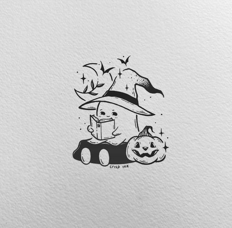 Reading Tattoo, Character Design Teen, Line Tattoo Ideas, Hand Doodles, Ghost Tattoo, Bff Tattoos, Cute Little Tattoos, Spooky Tattoos, Tattoo Style Drawings